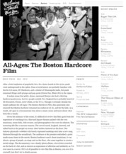 All Ages: Boston Hardcore: Press: Not Coming To A Theater Near You Review